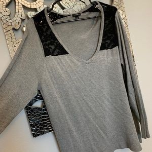 Torrid Plus 3x Gray w/ Black Lace Sweater